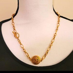 SALE! Authentic Chanel CC Sunburst Pendant With Added Toggle Chain